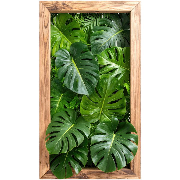 Sticker fenêtre trompe l'oeil 74x130 feuilles de Monstera