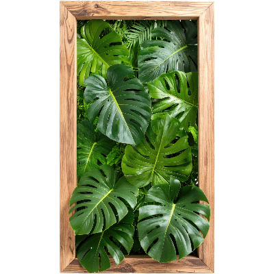 Sticker fenêtre trompe l'oeil 74x130 feuilles de Monstera