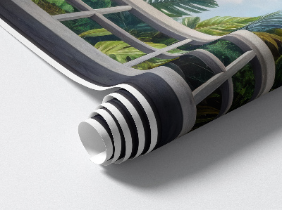 Sticker fenêtre trompe l'oeil 94x130 Vue exotique