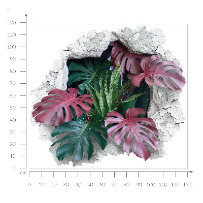Autocollant à effet 3D trou 130x118 composition tropicale