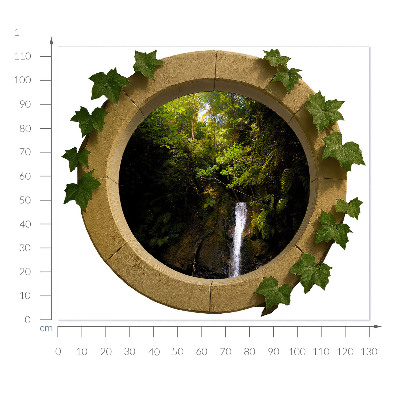 Sticker fenêtre trompe l'oeil 130x113 paysage vert