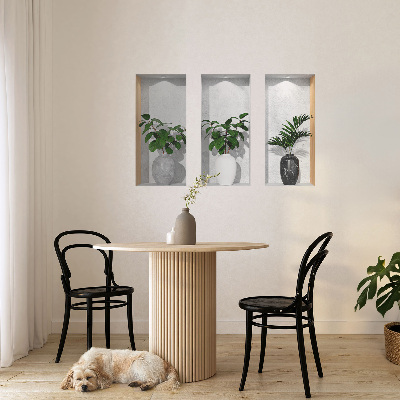 Adhésif mural 3d 130x81 niches végétales