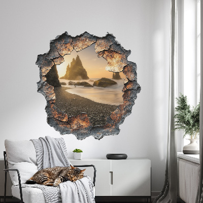 Sticker mural effet trou 3D 58x60 Roches d'eau