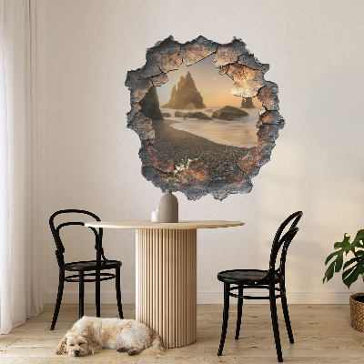 Sticker mural effet trou 3D 58x60 Roches d'eau