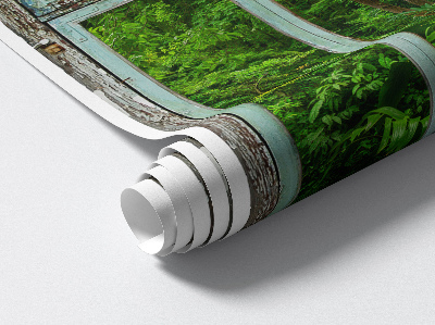 Fausse fenêtre trompe l'oeil 41x60 Fenêtre tropicale.