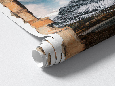 Sticker mural effet trou 3D 40x60 Panorama montagneux