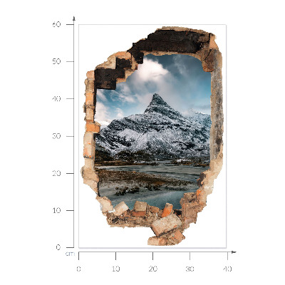 Sticker mural effet trou 3D 40x60 Panorama montagneux