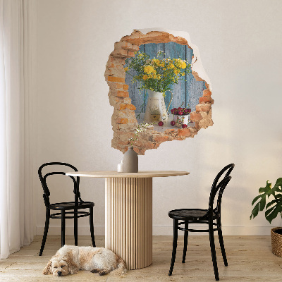 Sticker mural effet trou 3D 51x60 paysage rural
