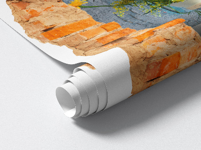 Sticker mural effet trou 3D 51x60 paysage rural