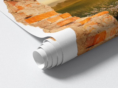 Sticker mural effet trou 3D 51x60 prairie ensoleillée