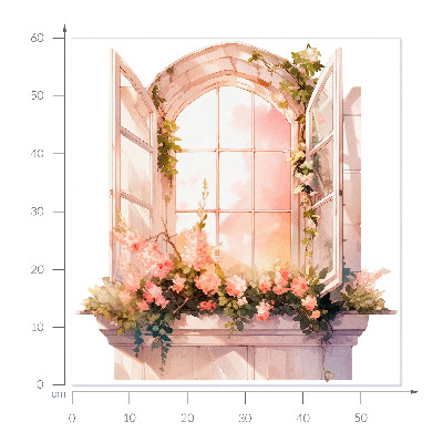 Fausse fenêtre trompe l'oeil 56x60 Fenêtre romantique