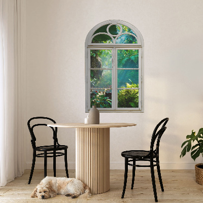 Fausse fenêtre trompe l'oeil 38x60 Vue exotique