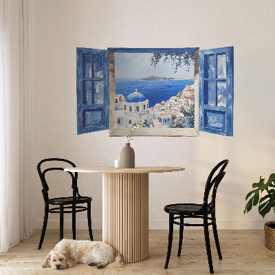 Fausse fenêtre trompe l'oeil 60x35 paysage grec