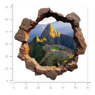 Sticker mural effet trou 3D 60x60 Fenêtre rocheuse