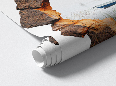 Sticker mural effet trou 3D 60x60 Lac de Pierre