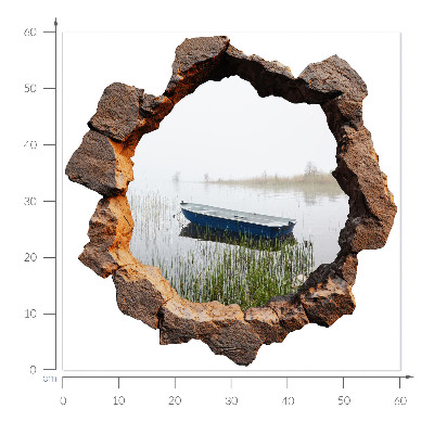 Sticker mural effet trou 3D 60x60 Lac de Pierre