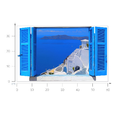 Fausse fenêtre trompe l'oeil 60x36 paysage méditerranéen
