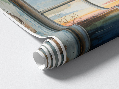 Fausse fenêtre trompe l'oeil 56x60 aquarelles de fenêtre