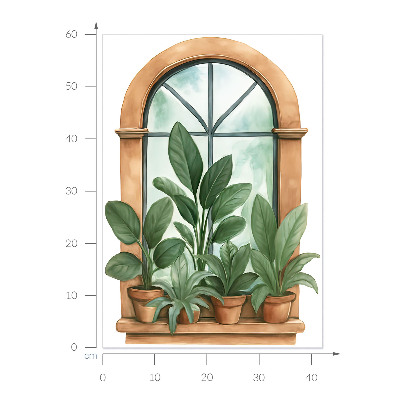Fausse fenêtre trompe l'oeil 42x60 Plantes de fenêtre.