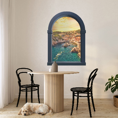 Fausse fenêtre trompe l'oeil 43x60 vue méditerranéenne