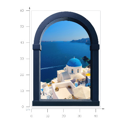 Fausse fenêtre trompe l'oeil 43x60 vue méditerranéenne