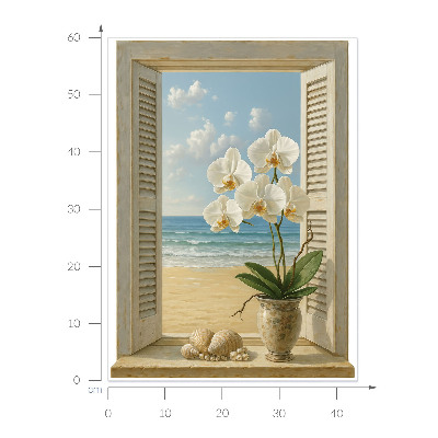 Fausse fenêtre trompe l'oeil 43x60 Fenêtre sur la mer