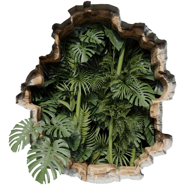 Sticker mural effet trou 3D 55x60 Nature tropicale