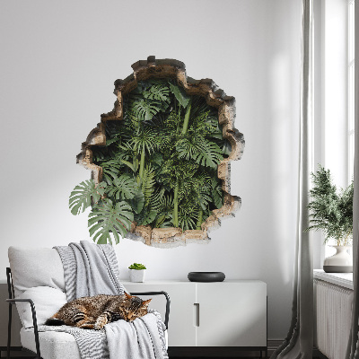 Sticker mural effet trou 3D 55x60 Nature tropicale