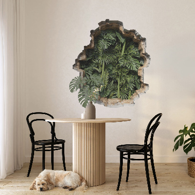 Sticker mural effet trou 3D 55x60 Nature tropicale