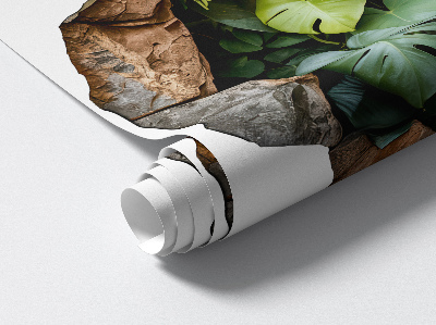 Sticker mural effet trou 3D 60x60 oasis tropicale