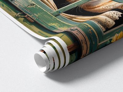 Fausse fenêtre trompe l'oeil 45x60 Chaton à la fenêtre