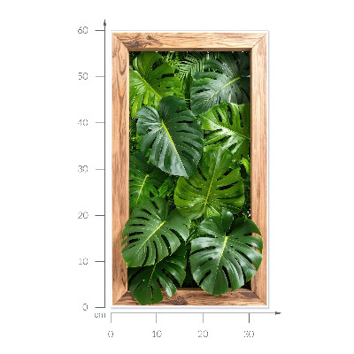 Fausse fenêtre trompe l'oeil 34x60 feuilles de Monstera
