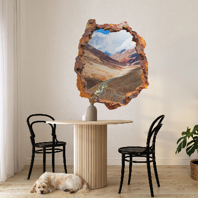 Sticker mural effet trou 3D 50x60 paysage de montagne