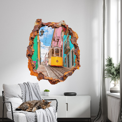 Sticker mural effet trou 3D 50x60 Paysage nostalgique