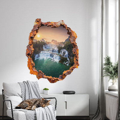Sticker mural effet trou 3D 50x60 Panorama naturel