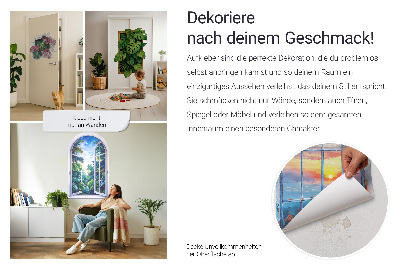 Fausse fenêtre trompe l'oeil 43x60 Vue exotique