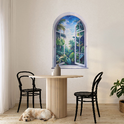 Fausse fenêtre trompe l'oeil 40x60 vue tropicale