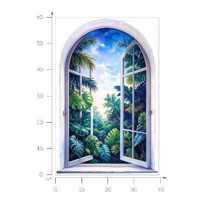 Fausse fenêtre trompe l'oeil 40x60 vue tropicale