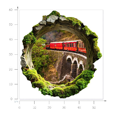 Sticker mural effet trou 3D 56x60 Vue verte