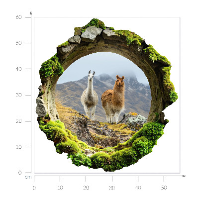Sticker mural effet trou 3D 56x60 oasis de montagne