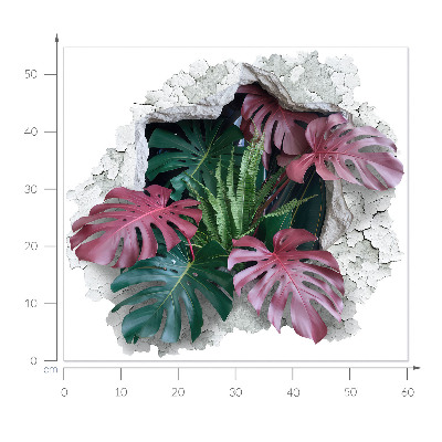 Sticker mural effet trou 3D 60x54 composition tropicale