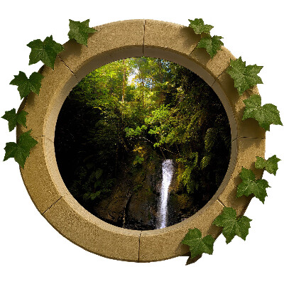 Fausse fenêtre trompe l'oeil 60x52 paysage vert