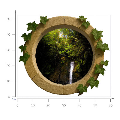 Fausse fenêtre trompe l'oeil 60x52 paysage vert