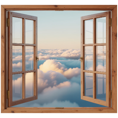 Fausse fenêtre trompe l'oeil 60x56 Nuages ​​du ciel
