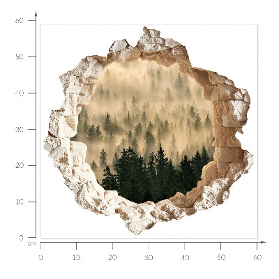 Sticker mural effet trou 3D 60x58 Forêt mystique