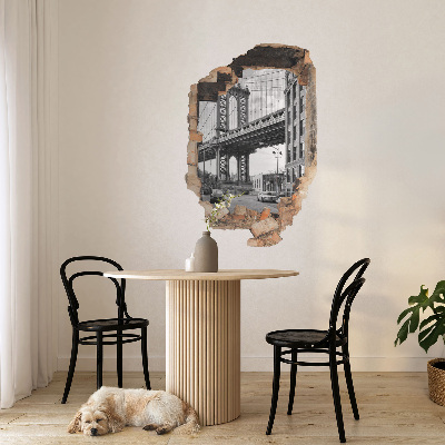 Sticker mural effet trou 3D 53x80 paysage urbain