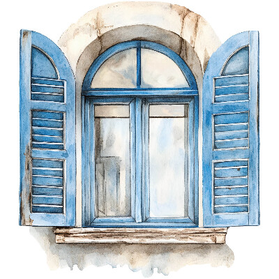 Fausse fenêtre trompe l'oeil 70x80 volets en bois