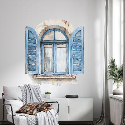 Fausse fenêtre trompe l'oeil 70x80 volets en bois