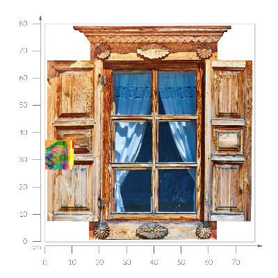 Fausse fenêtre trompe l'oeil 77x80 Fenêtre rustique