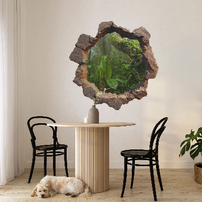 Sticker mural effet trou 3D 80x79 Merveille verte